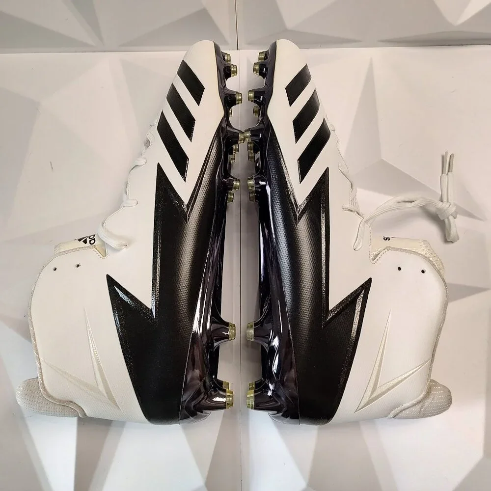 Adidas Mens Football Cleats 17 White Black Shoe Lacrosse High Molded Athletic - Picture 3 of 12